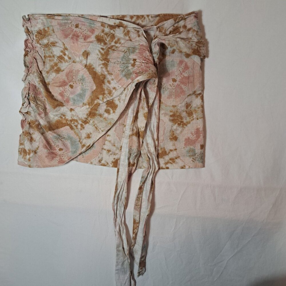 NWOT Free People Sweet As Beach Linen Mini Skirt Size 0 Color Neutral Combo - Picture 8 of 15